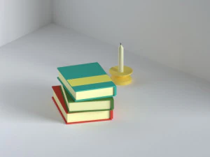 books and candle 3D Model