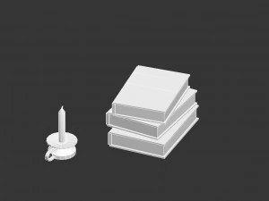 books and candle 3D Model