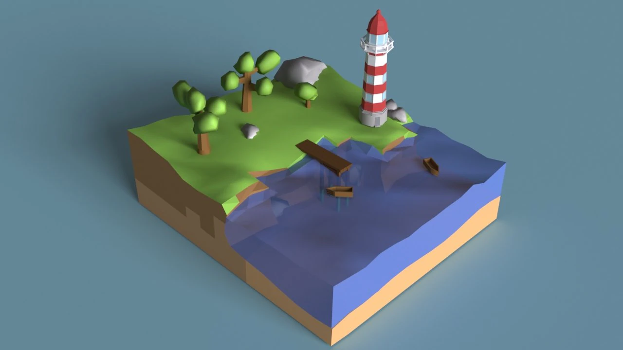 low-poly beacon 3D Model .c4d .max .obj .3ds .fbx .stl .blend 