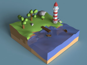 low-poly beacon 3D-Modell