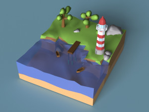 low-poly beacon Modelo 3D