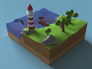 low-poly beacon Modelo 3D