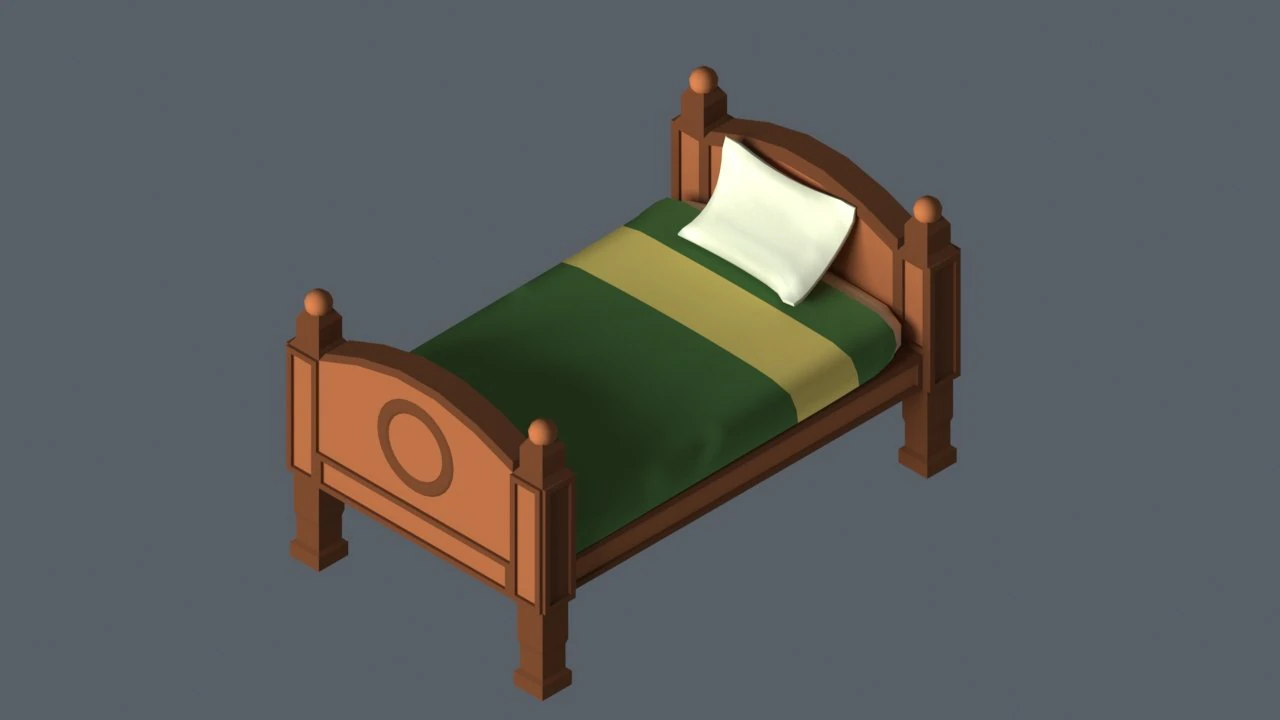 low-poly bed 3D Model .c4d .max .obj .3ds .fbx .stl .blend 