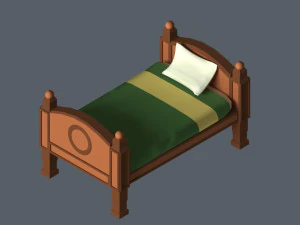 로우폴리 침대 3D 모델