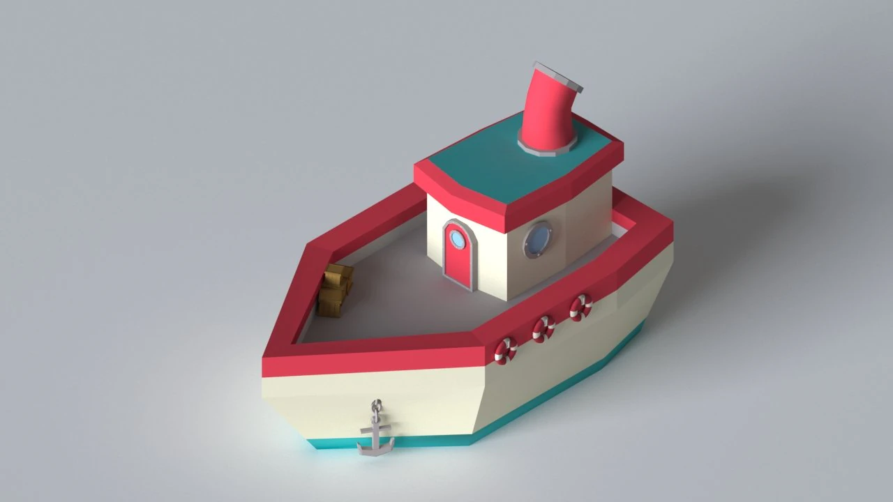 low-poly ship 3D Model .c4d .max .obj .3ds .fbx .stl .blend 