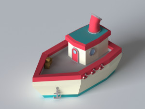 low-poly ship Modello 3D