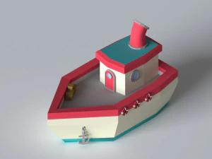 barco de baja poli Modelo 3D