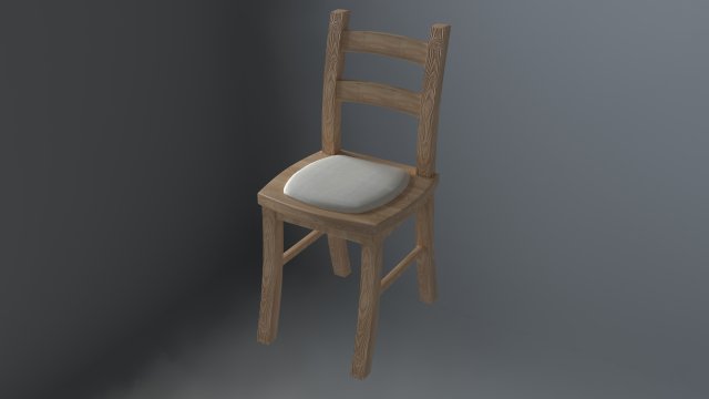 low-poly wooden chair 3D Model .c4d .max .obj .3ds .fbx .stl .blend 
