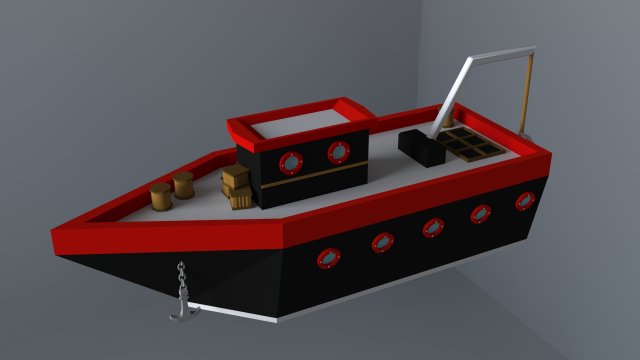 low-poly ship Model 3D .c4d .max .obj .3ds .fbx .stl .blend 