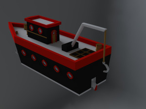 low-poly ship Model 3D