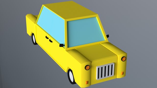 low-poly old car Model 3D .c4d .max .obj .3ds .fbx .stl .blend
