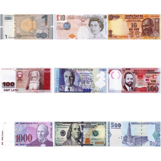 59 countries money CG Tekstury .c4d .max .obj .3ds .fbx .stl .blend 