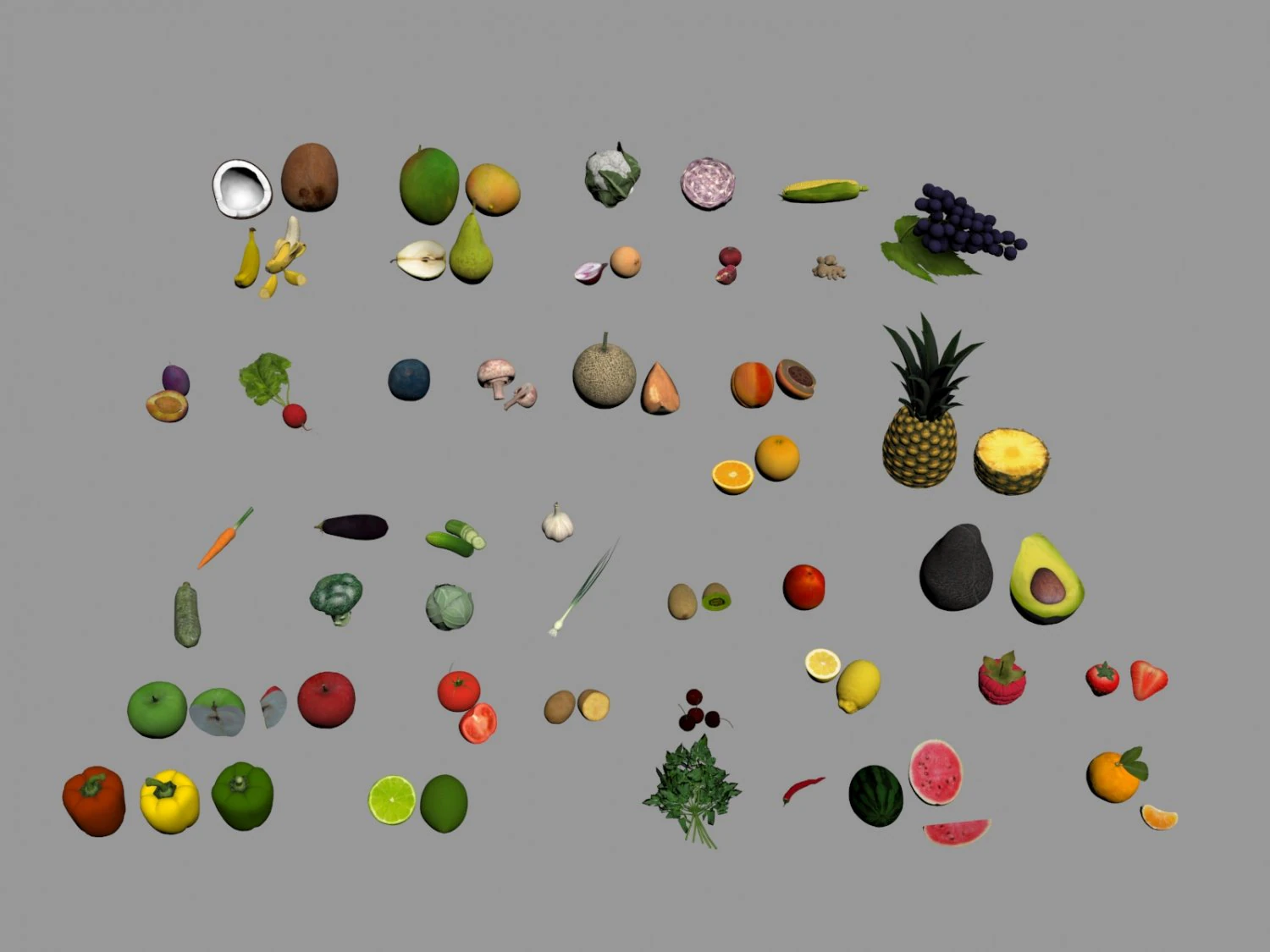 fruits and vegetables 3D Model .c4d .max .obj .3ds .fbx .stl .blend