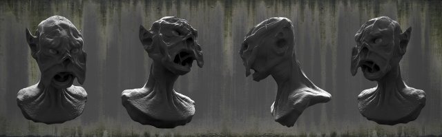 scary monster head 3D Model .c4d .max .obj .3ds .fbx .stl .blend 