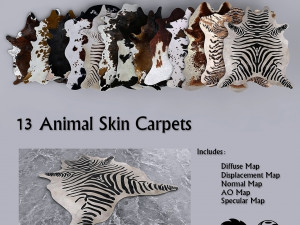 13 animal skin carpets Modelo 3D