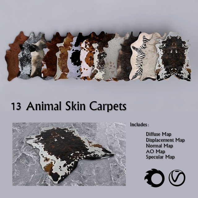 13 animal skin carpets Modèle 3D .c4d .max .obj .3ds .fbx .stl .blend 