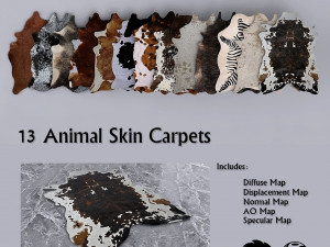 13 animal skin carpets 3D Model