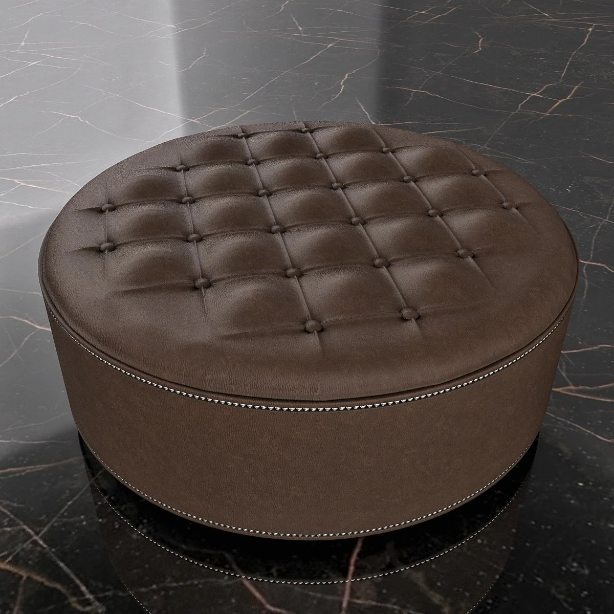 round leather ottoman footrest 3D Model .c4d .max .obj .3ds .fbx .stl .blend 