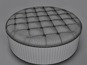 round leather ottoman footrest 3D Model