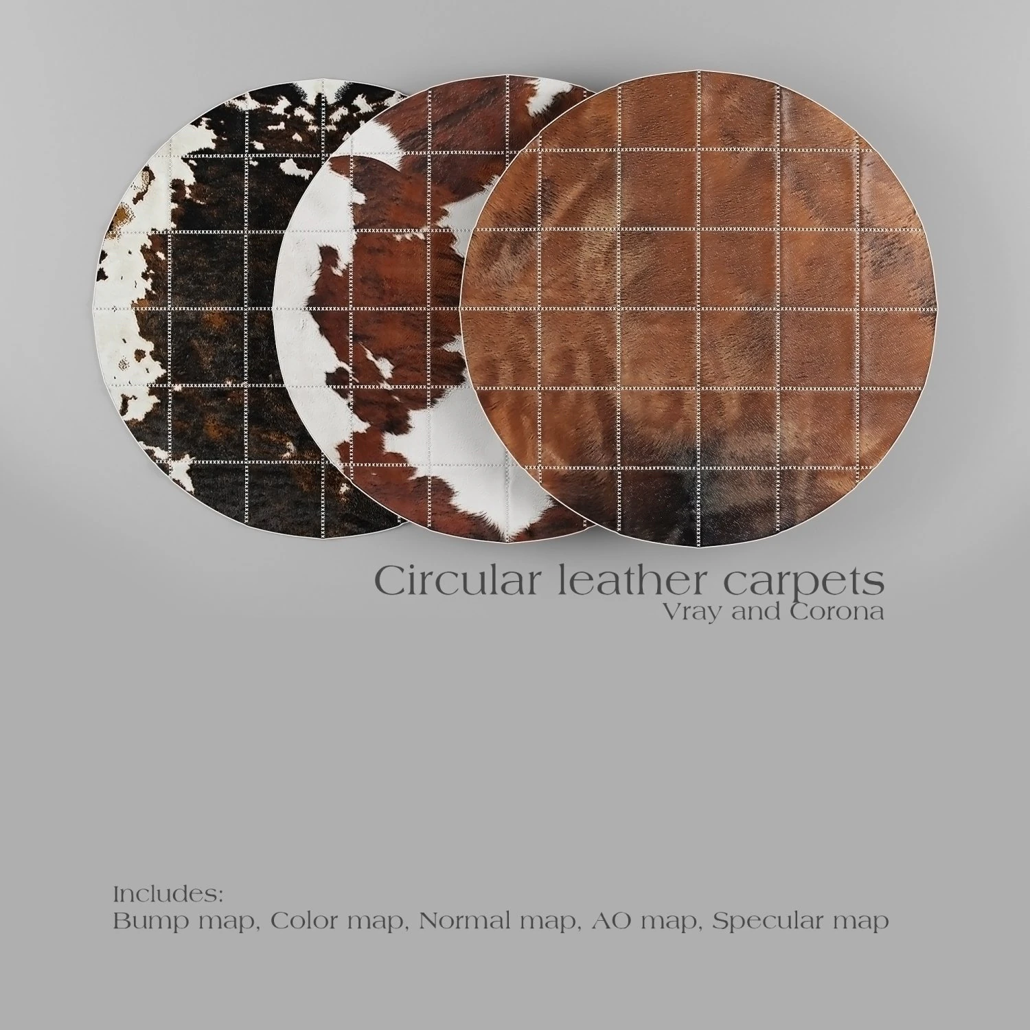 carpet pack 2 circular leather carpets 3D Model .c4d .max .obj .3ds .fbx .stl .blend
