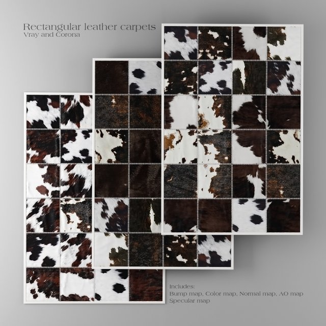 carpet pack 4 rectangular leather carpets 3D Model .c4d .max .obj .3ds .fbx .stl .blend 