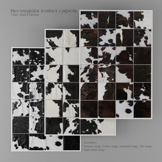 carpet pack 6 rectangular leather carpets Modelo 3D .c4d .max .obj .3ds .fbx .stl .blend 