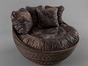 wicker arm chair 3D Model