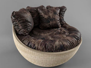 wicker arm chair 3D Model
