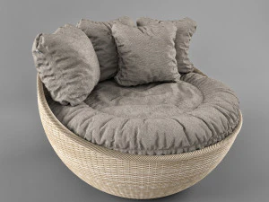 wicker arm chair 3D Model