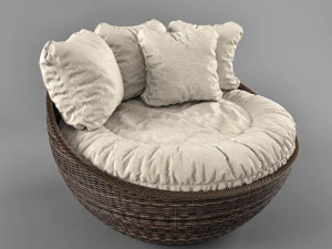wicker arm chair 3D Model