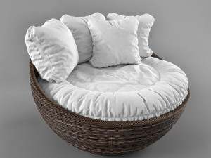 wicker arm chair Modello 3D