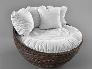 wicker arm chair 3D Model