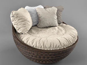 wicker arm chair 3D Model