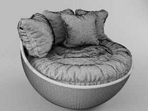 wicker arm chair 3D Model