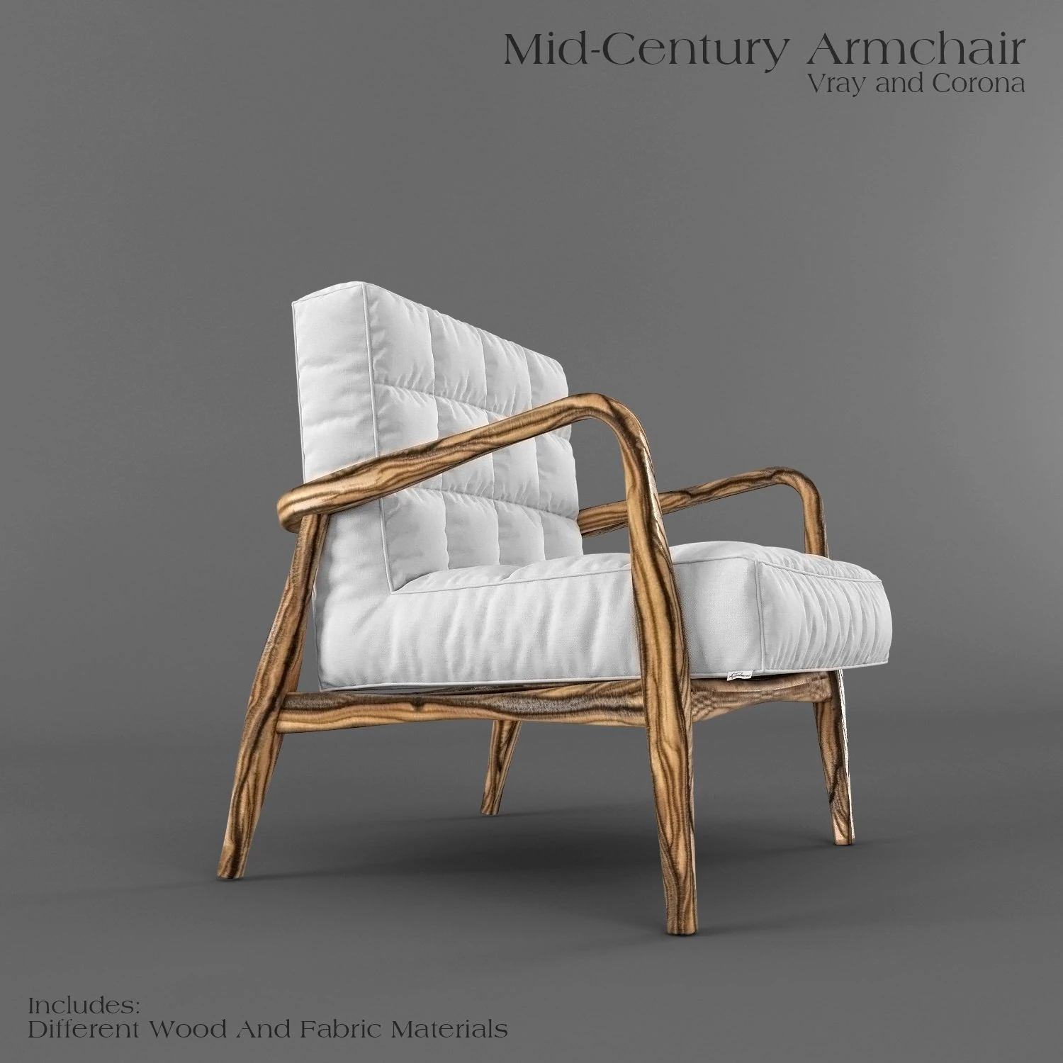 mid-century armchair 3D Model .c4d .max .obj .3ds .fbx .stl .blend 