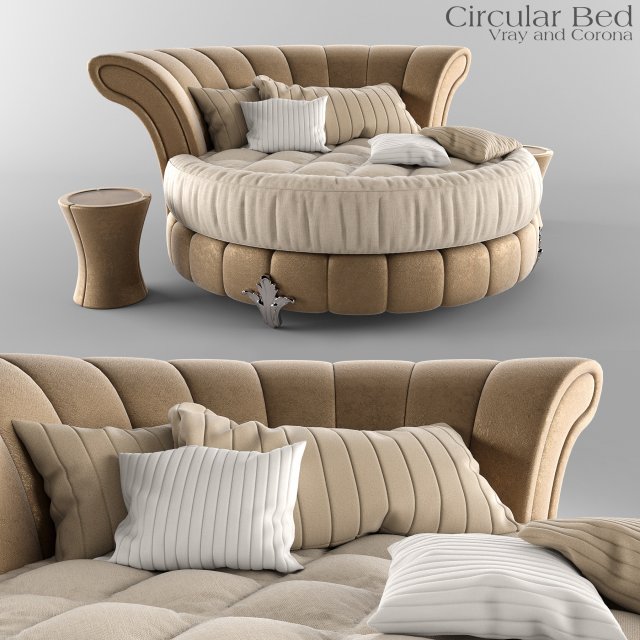 circular bed 3D Модель .c4d .max .obj .3ds .fbx .stl .blend 