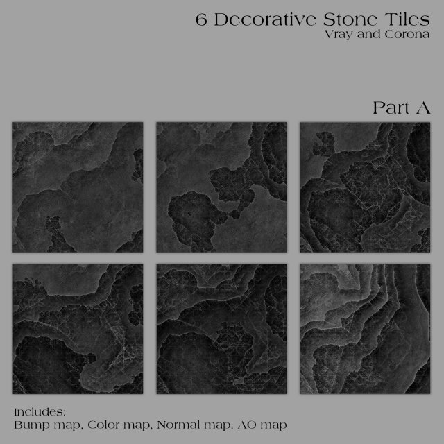 12 decorative stone tiles Modello 3D .c4d .max .obj .3ds .fbx .stl .blend 