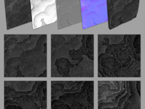 12 decorative stone tiles 3D Model