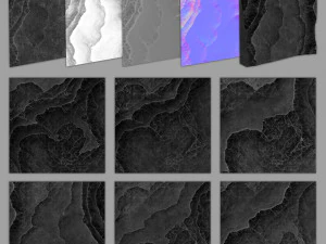 12 decorative stone tiles 3D Model