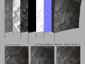 24 decorative stone tiles Model 3D