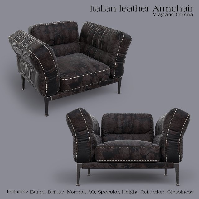 adda italian armchair set 3D Model .c4d .max .obj .3ds .fbx .stl .blend 