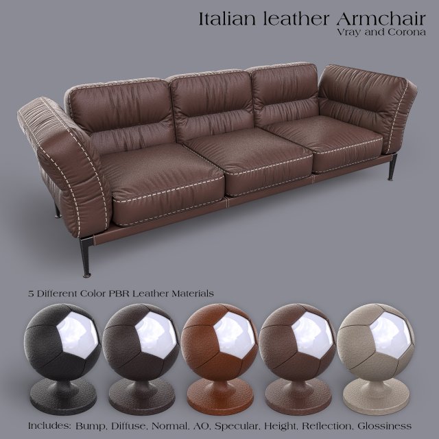 adda italian armchair 3 Modello 3D .c4d .max .obj .3ds .fbx .stl .blend 