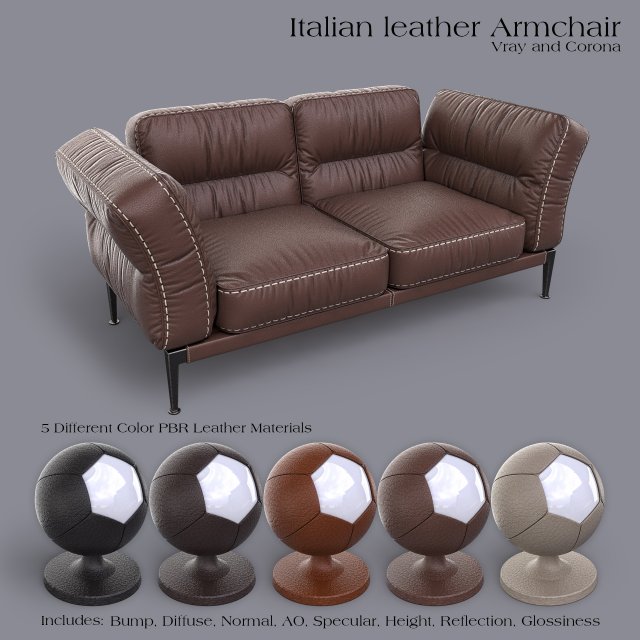 adda italian armchair 2 Modello 3D .c4d .max .obj .3ds .fbx .stl .blend 