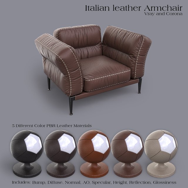 adda italian armchair 1 Model 3D .c4d .max .obj .3ds .fbx .stl .blend