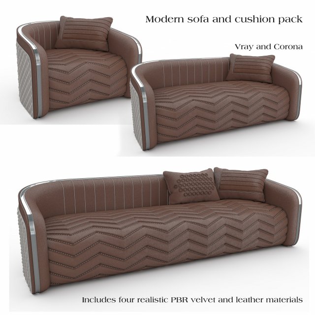 Luxury Modern Sofa And Cushion Pack 3D 模型 .c4d .max .obj .3ds .fbx .stl .blend 