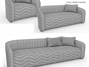 Luxury Modern Sofa And Cushion Pack 3D Model