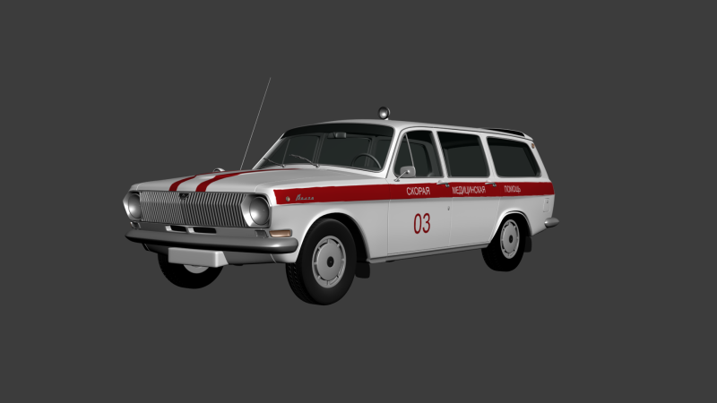 GAZ 24 Volga combi Ambulance 3D Model .c4d .max .obj .3ds .fbx .stl .blend 