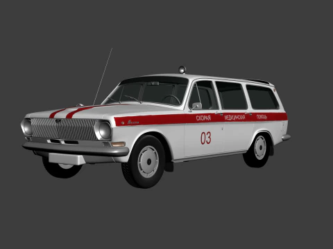 GAZ 24 Volga combi-ambulance 3D Model