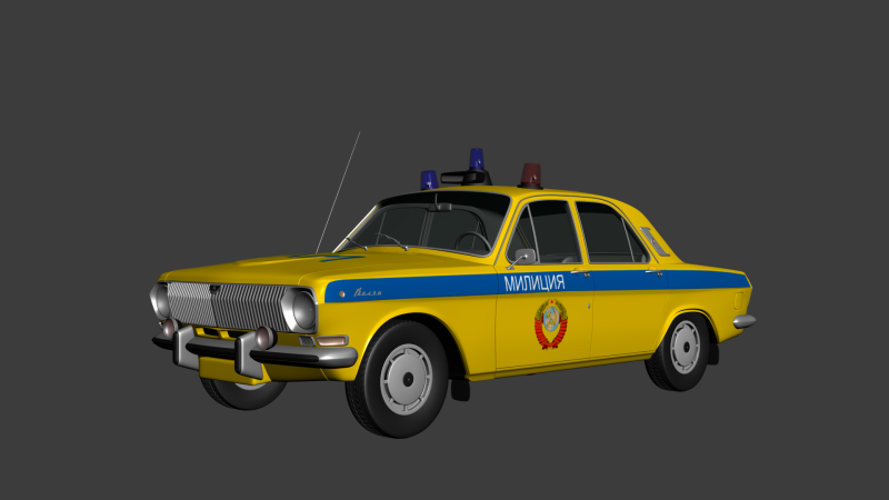 GAZ 24 Volga Militia 1967 3D Model .c4d .max .obj .3ds .fbx .stl .blend
