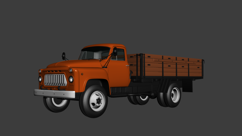 GAZ 53 A Flatbed Truck 3D 模型 .c4d .max .obj .3ds .fbx .stl .blend 